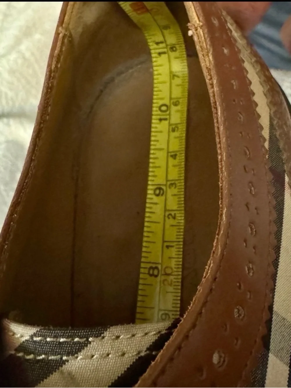 Burberry Brown Leather & Signature Check Wingtip Oxfords
